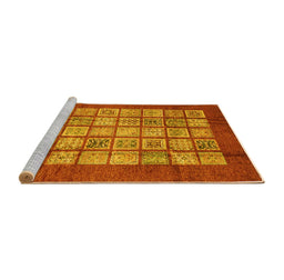 Sideview of Machine Washable Abstract Yellow Modern Rug, wshabs3759yw