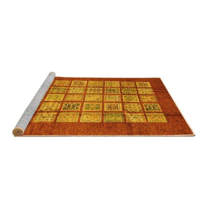 Sideview of Machine Washable Abstract Yellow Modern Rug, wshabs3759yw