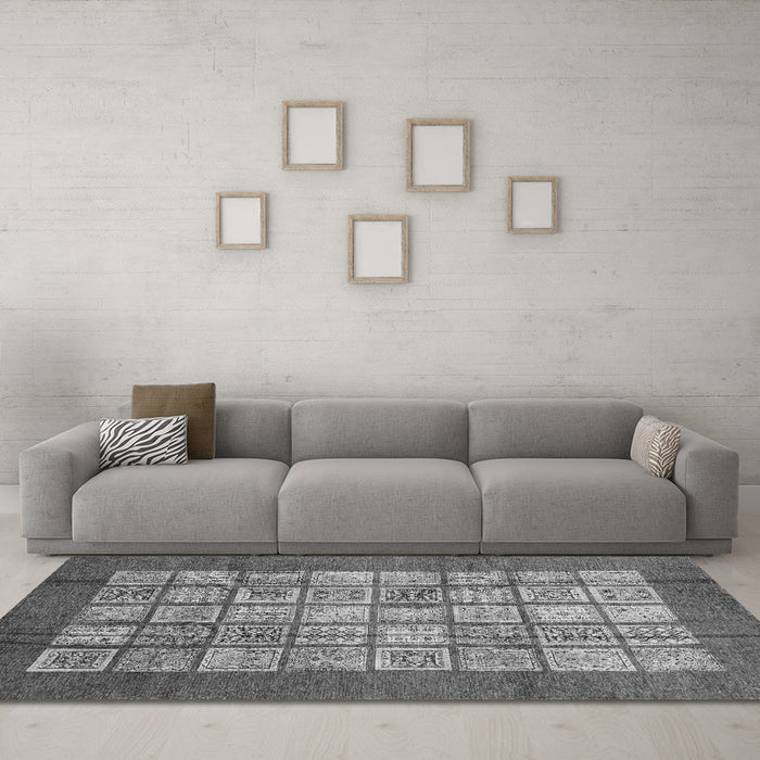 Machine Washable Abstract Gray Modern Rug in a Living Room,, wshabs3759gry