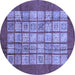 Round Abstract Blue Modern Rug, abs3759blu