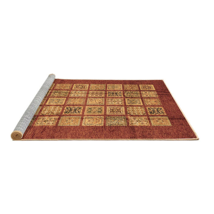 Sideview of Machine Washable Abstract Brown Modern Rug, wshabs3759brn