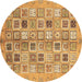 Round Machine Washable Abstract Brown Modern Rug, wshabs375brn