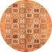 Round Abstract Orange Modern Rug, abs375org