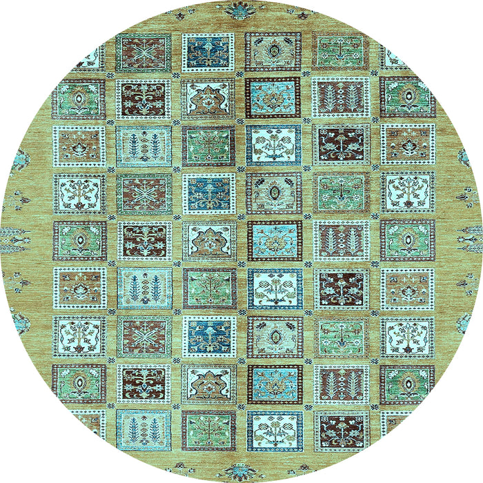 Round Abstract Light Blue Modern Rug, abs375lblu