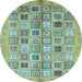 Round Abstract Light Blue Modern Rug, abs375lblu