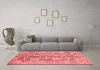 Machine Washable Abstract Red Modern Rug, wshabs375red