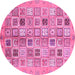 Round Abstract Pink Modern Rug, abs375pnk