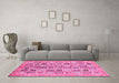 Machine Washable Abstract Pink Modern Rug in a Living Room, wshabs375pnk