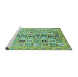 Sideview of Machine Washable Abstract Turquoise Modern Area Rugs, wshabs375turq