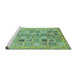 Sideview of Machine Washable Abstract Turquoise Modern Area Rugs, wshabs375turq