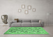 Machine Washable Abstract Emerald Green Modern Area Rugs in a Living Room,, wshabs375emgrn