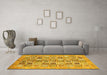 Machine Washable Abstract Yellow Modern Rug in a Living Room, wshabs375yw