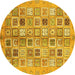 Round Machine Washable Abstract Yellow Modern Rug, wshabs375yw