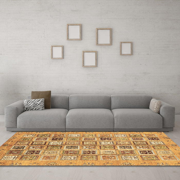 Machine Washable Abstract Brown Modern Rug in a Living Room,, wshabs375brn