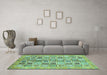 Machine Washable Abstract Turquoise Modern Area Rugs in a Living Room,, wshabs375turq