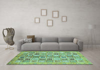 Machine Washable Abstract Turquoise Modern Rug, wshabs375turq