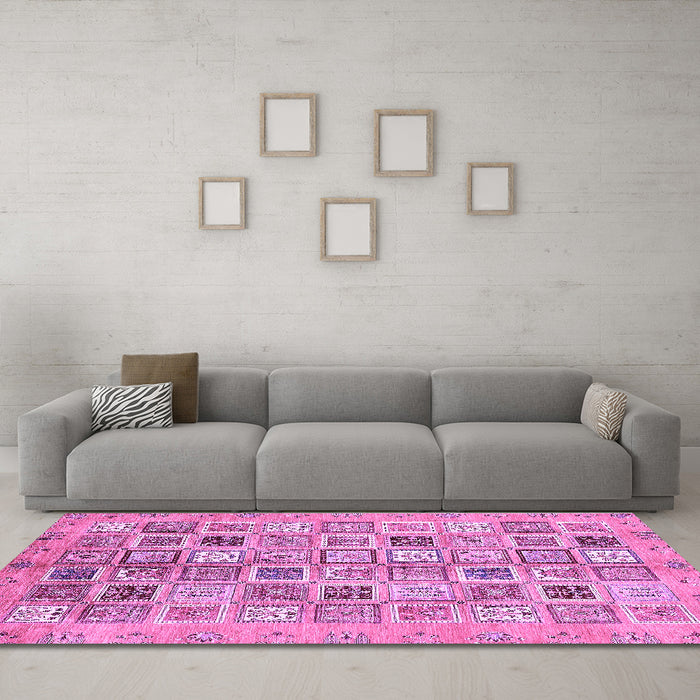 Machine Washable Abstract Purple Modern Area Rugs in a Living Room, wshabs375pur