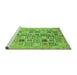 Sideview of Machine Washable Abstract Green Modern Area Rugs, wshabs375grn