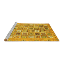 Sideview of Machine Washable Abstract Yellow Modern Rug, wshabs375yw