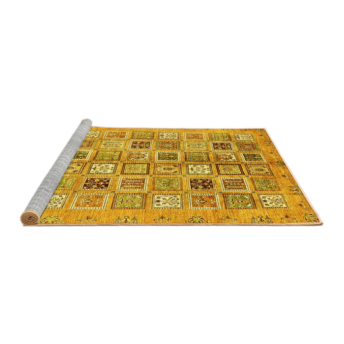 Sideview of Machine Washable Abstract Yellow Modern Rug, wshabs375yw