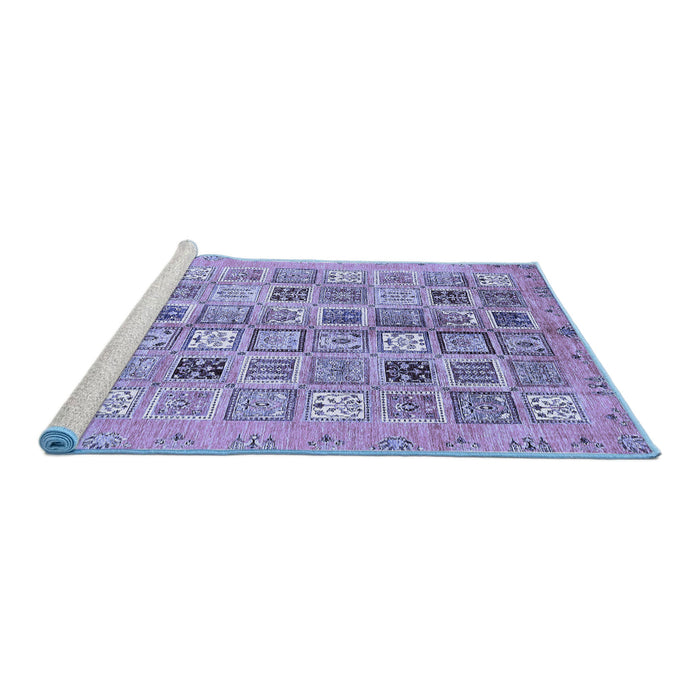 Sideview of Machine Washable Abstract Blue Modern Rug, wshabs375blu