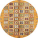 Round Machine Washable Abstract Red Rug, wshabs375