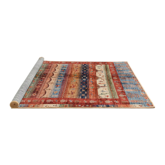 Sideview of Machine Washable Abstract Camel Brown Rug, wshabs3760