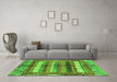 Machine Washable Abstract Green Modern Area Rugs in a Living Room,, wshabs3760grn