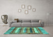 Machine Washable Abstract Turquoise Modern Area Rugs in a Living Room,, wshabs3760turq