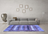 Machine Washable Abstract Blue Modern Rug, wshabs3760blu