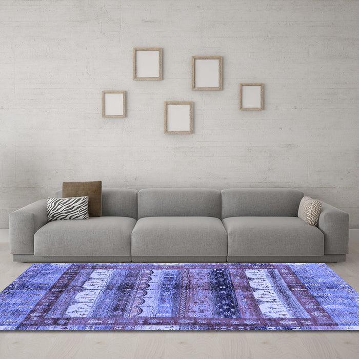 Machine Washable Abstract Blue Modern Rug in a Living Room, wshabs3760blu