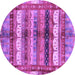 Round Machine Washable Abstract Purple Modern Area Rugs, wshabs3760pur