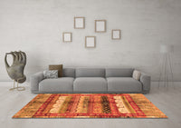 Machine Washable Abstract Orange Modern Rug, wshabs3760org