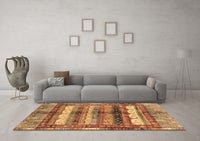 Machine Washable Abstract Brown Modern Rug, wshabs3760brn