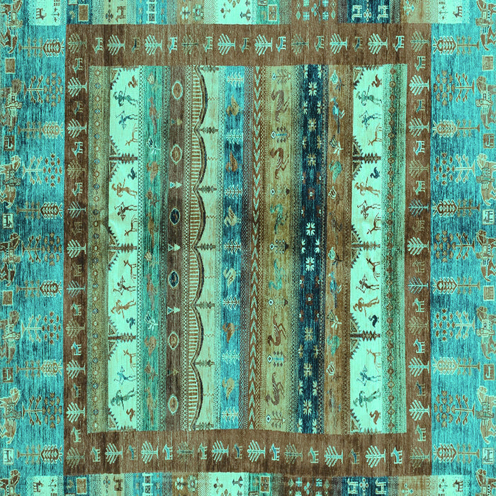 Square Abstract Turquoise Modern Rug, abs3760turq