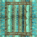 Square Abstract Turquoise Modern Rug, abs3760turq