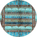 Round Machine Washable Abstract Light Blue Modern Rug, wshabs3760lblu