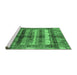 Sideview of Machine Washable Abstract Emerald Green Modern Area Rugs, wshabs3760emgrn