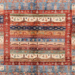 Square Machine Washable Abstract Camel Brown Rug, wshabs3760