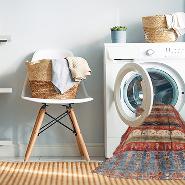 Machine Washable Abstract Camel Brown Rug in a Washing Machine, wshabs3760