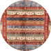 Round Machine Washable Abstract Camel Brown Rug, wshabs3760