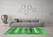 Machine Washable Abstract Emerald Green Modern Area Rugs in a Living Room,, wshabs3760emgrn