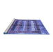 Sideview of Machine Washable Abstract Blue Modern Rug, wshabs3760blu