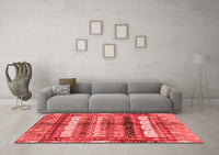 Machine Washable Abstract Red Modern Rug, wshabs3760red