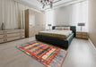 Abstract Camel Brown Modern Rug in a Bedroom, abs3760