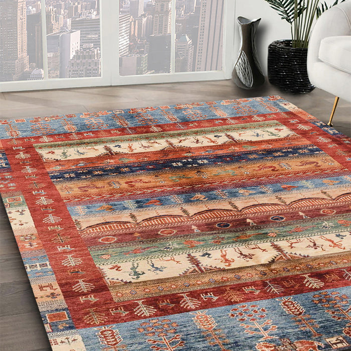 Abstract Camel Brown Modern Rug in Family Room, abs3760