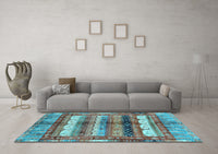 Machine Washable Abstract Light Blue Modern Rug, wshabs3760lblu