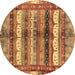 Round Machine Washable Abstract Brown Modern Rug, wshabs3760brn