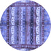 Round Machine Washable Abstract Blue Modern Rug, wshabs3760blu