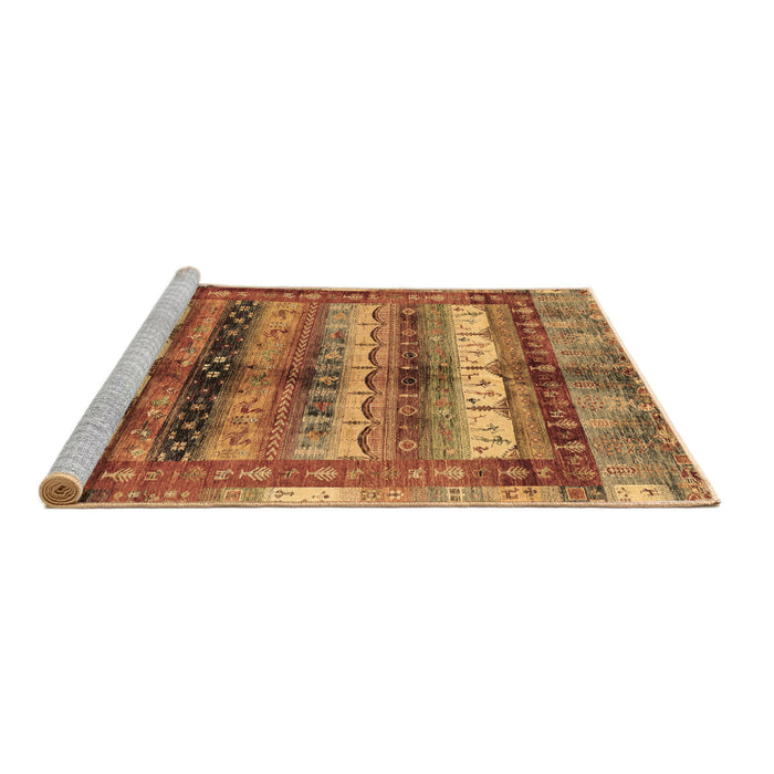 Sideview of Machine Washable Abstract Brown Modern Rug, wshabs3760brn